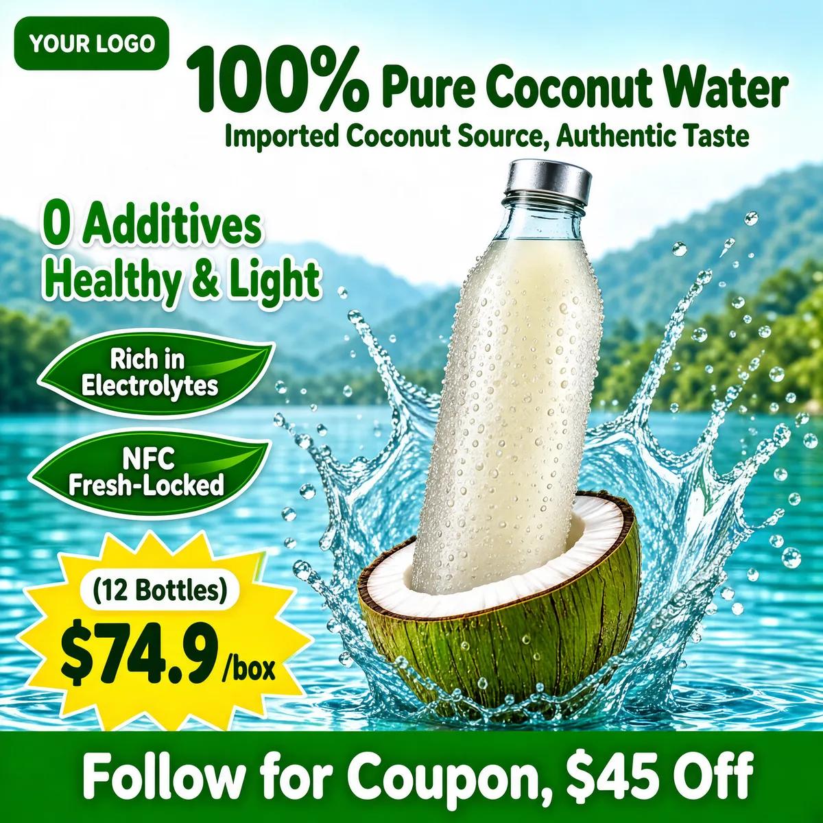 Pure Coconut Water E-Commerce Product Poster