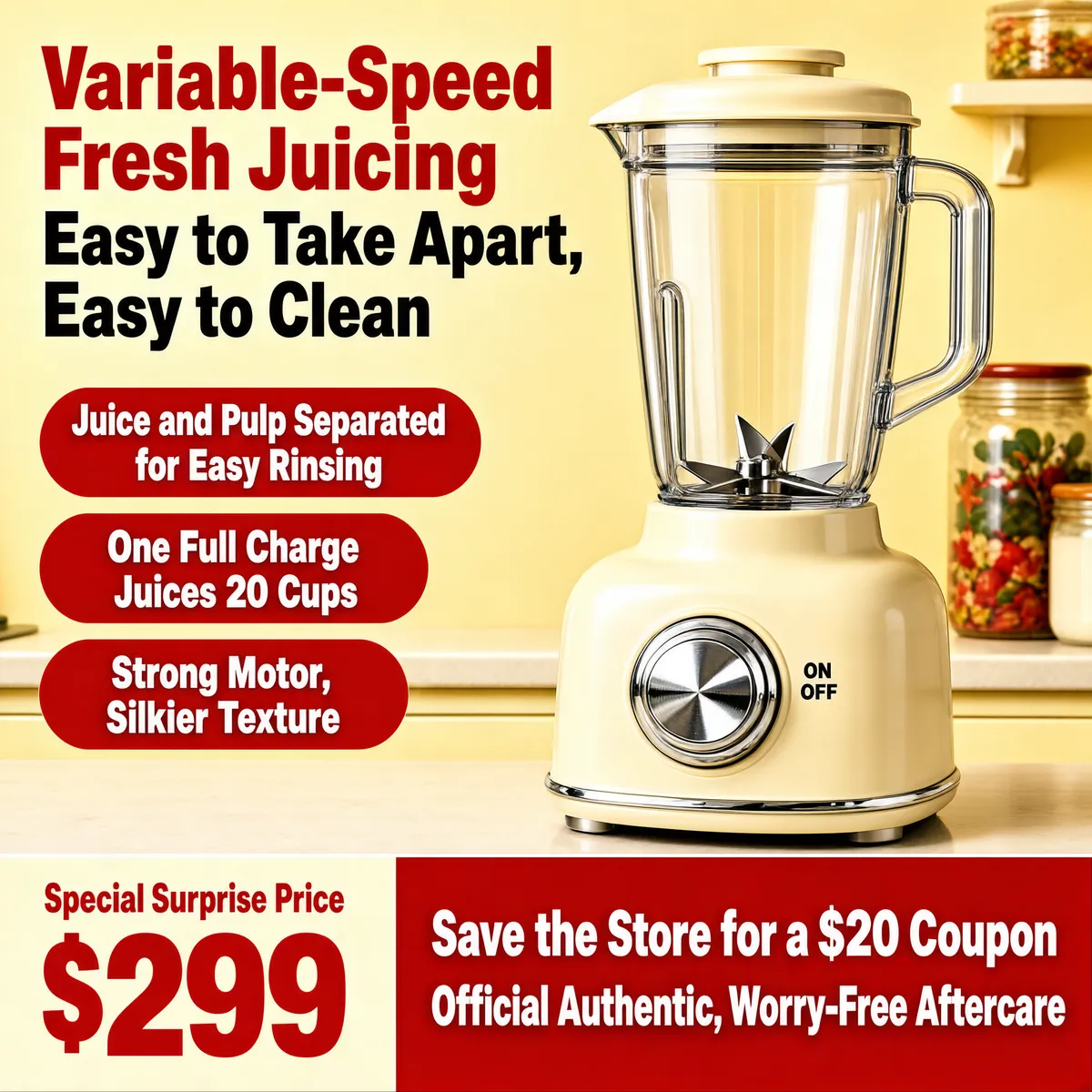 Retro Blender juicer with Variable-Speed Fresh Juicing
