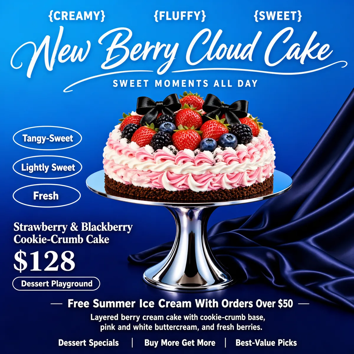 Berry Cloud Cake Elegant Poster