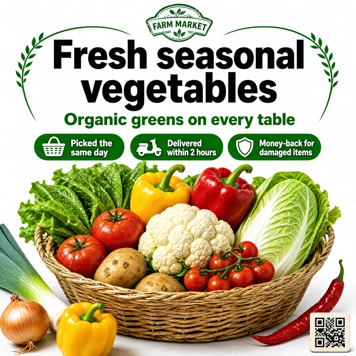 Fresh Seasonal Vegetables Basket