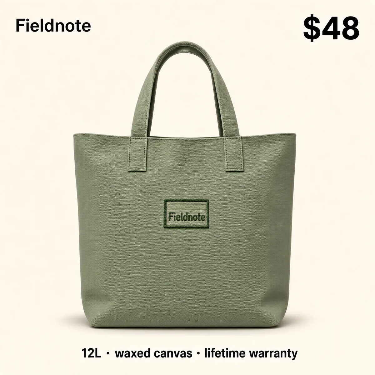 Fieldnote Sage Canvas Tote Bag