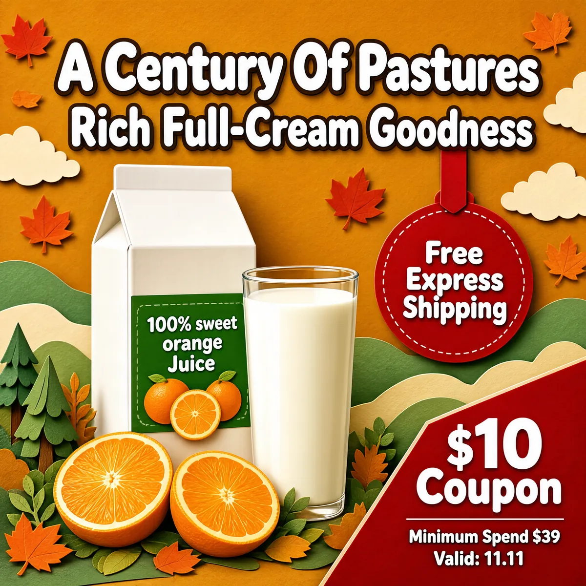 Autumn Papercraft Milk & Orange Juice Promo