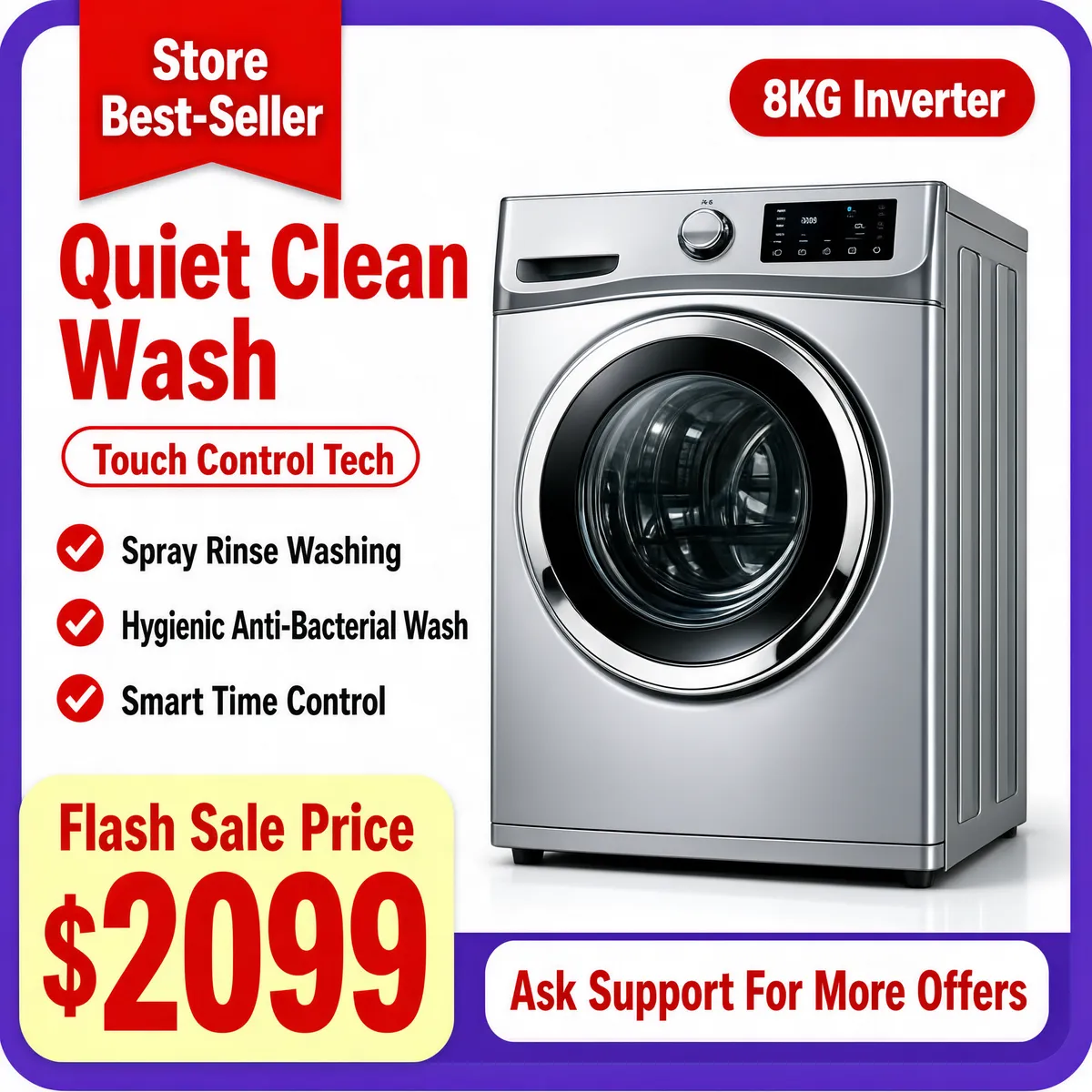 Silver Washing Machine Flash Sale Product Image