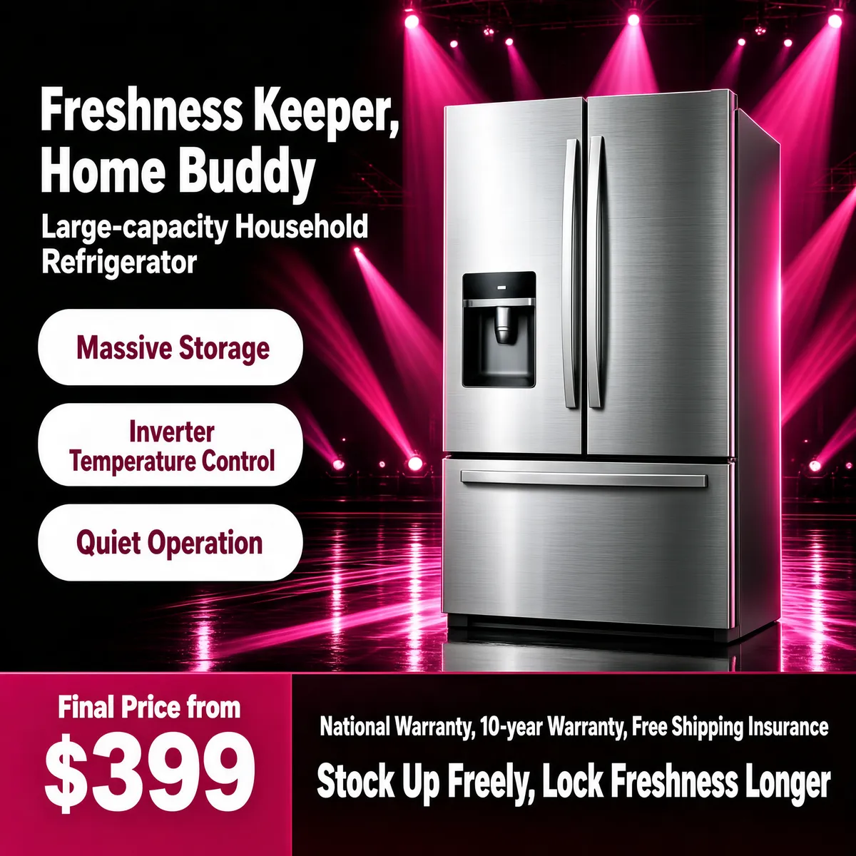 French-door Refrigerator on Magenta Stage