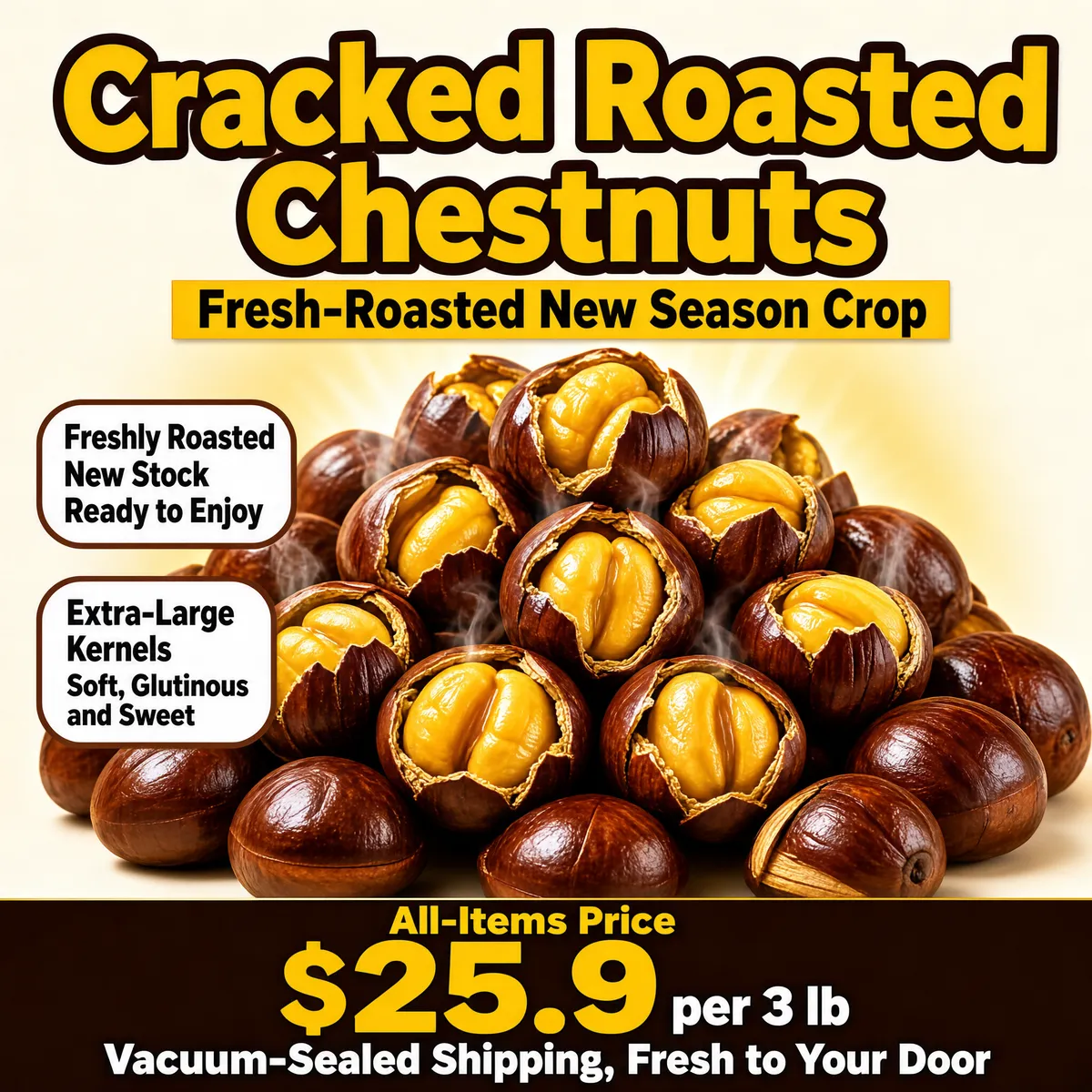Cracked Roasted Chestnuts Fresh Harvest