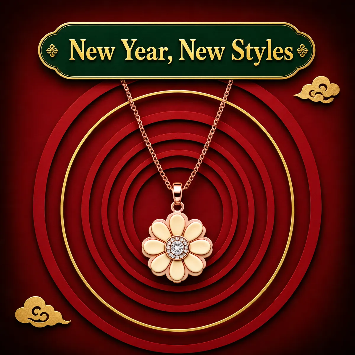Rose-Gold Daisy Necklace New Year Collection