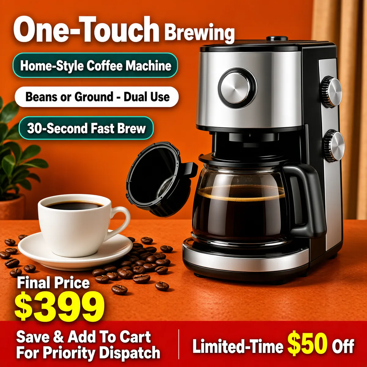 One-Touch Brewing — Premium Coffee Machine