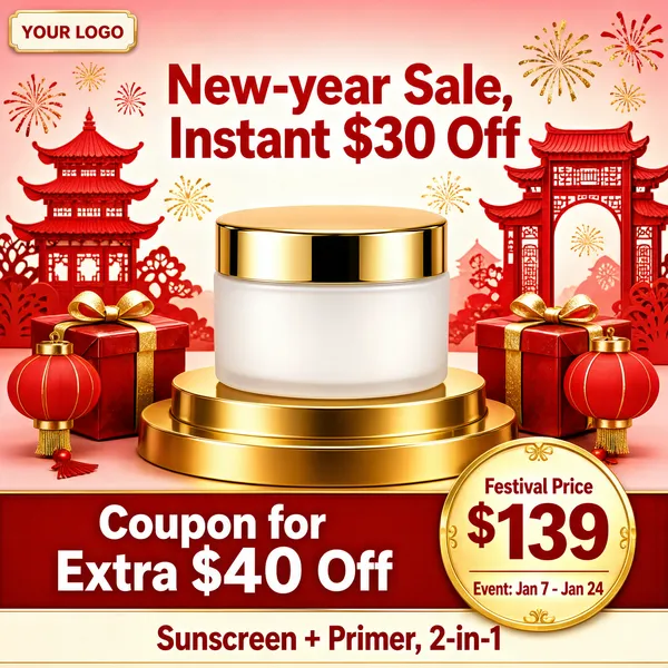 New Year Skincare Jar Festival Sale Display