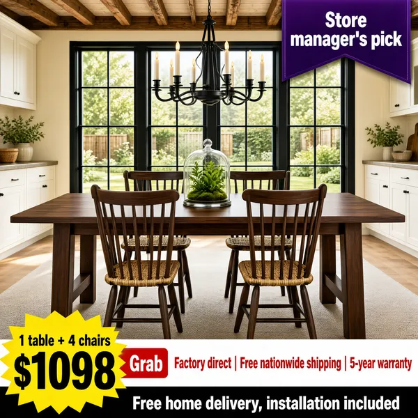 Farmhouse Dining Table Set with Chairs — $1098
