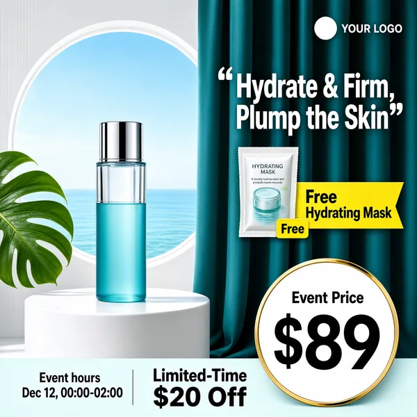 Fresh Hydrating Skincare Product Display