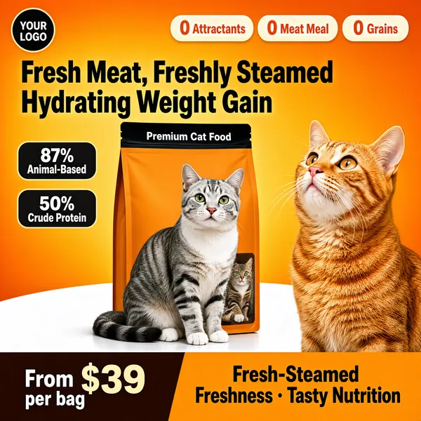 Premium Steamed Cat Food Product Shot