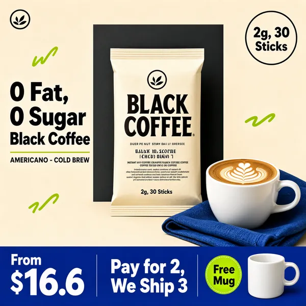 Zero Fat Sugar Instant Black Coffee Promo