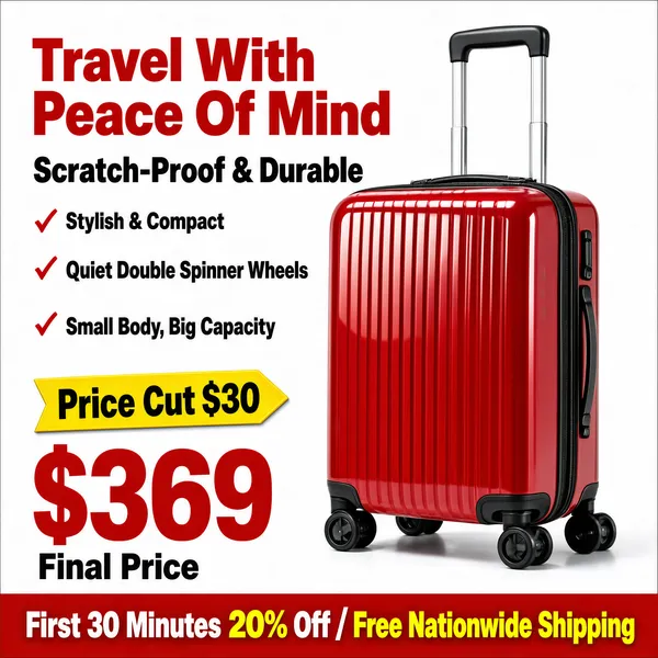 Glossy Red Hardshell Suitcase Travel Promo