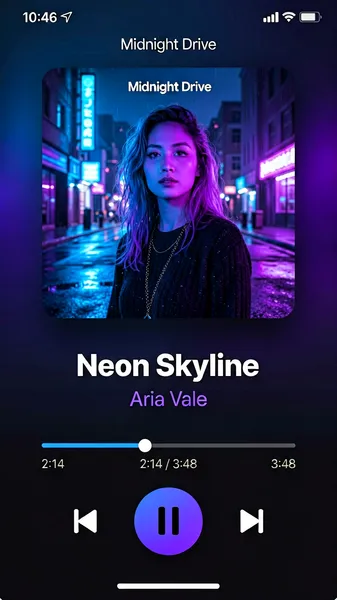 Neon Skyline App Player UI