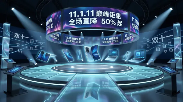 Futuristic Double 11 E-commerce Exhibition Booth Design