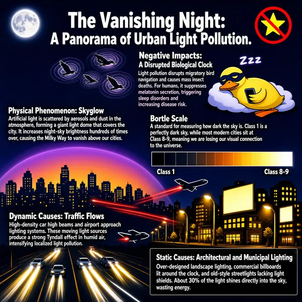 The Vanishing Night: Urban Light Pollution Infographic