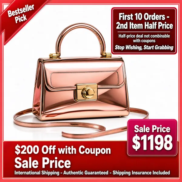 Rose Gold Metallic Top Handle Bag Sale