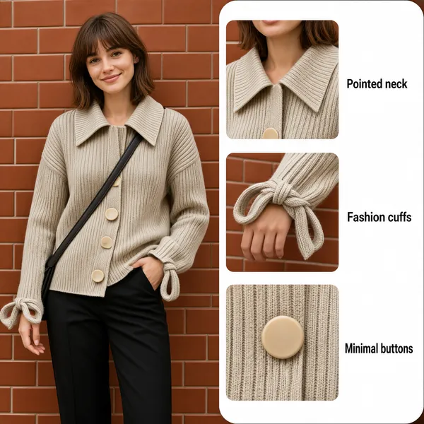 Oatmeal Knit Jacket Fashion Product Shot