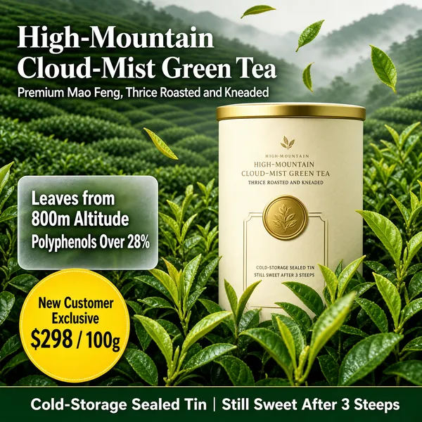High-Mountain Mist Green Tea Canister on Lush Tea Garden