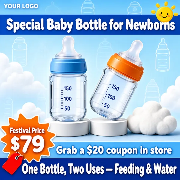 Newborn Baby Bottle Product Display