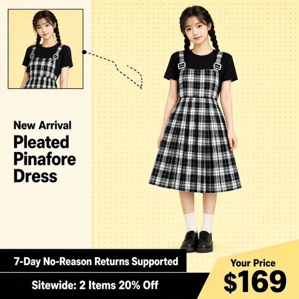 Sweet Plaid Pinafore Dress Collection