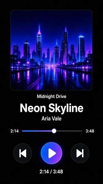 Midnight Drive Music App Interface