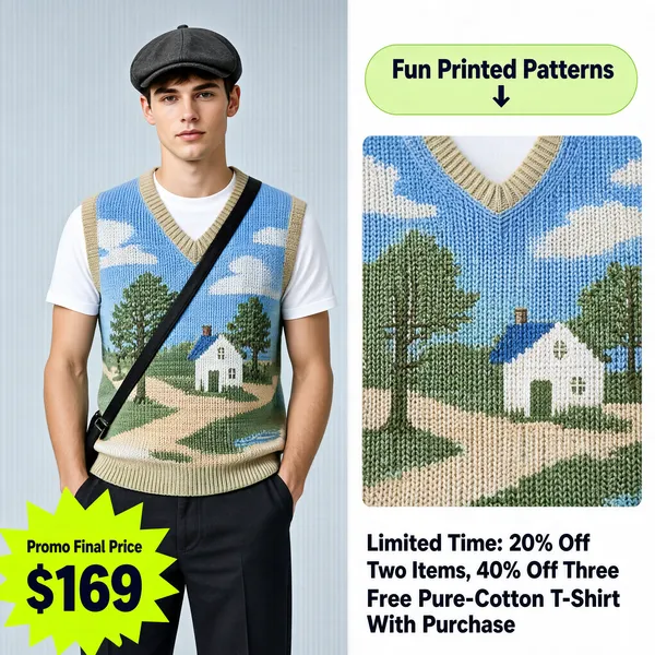 Pastel Landscape Knit Vest Promo
