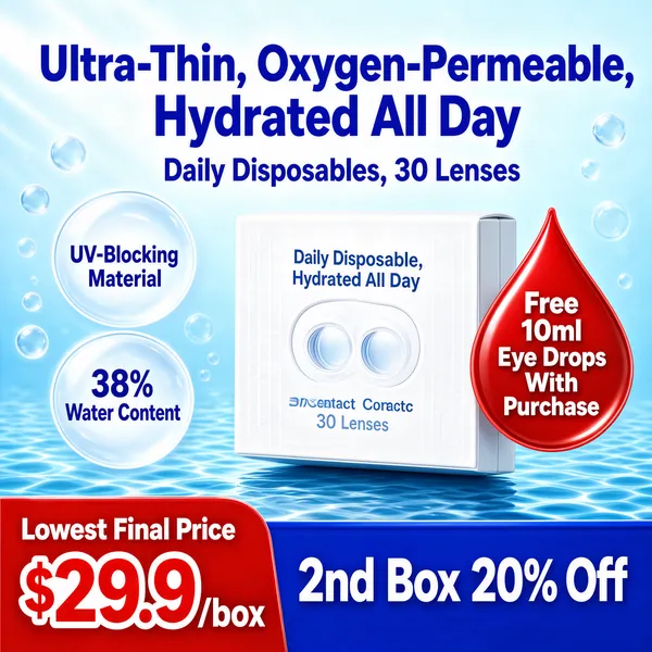 Hydrating Contact Lens Promo with Floating Bubbles
