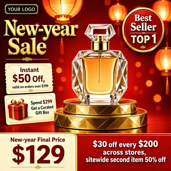 New Year Perfume Sale Poster