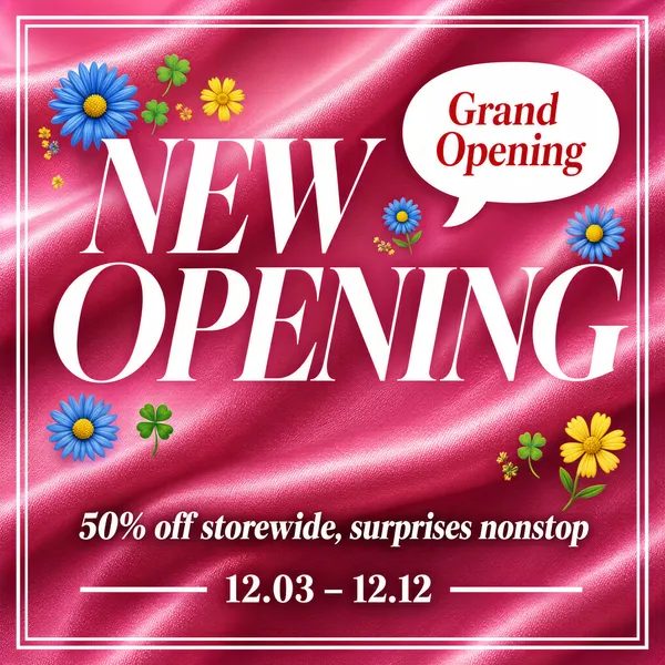 Dreamy Pink Grand Opening Sale Announcement