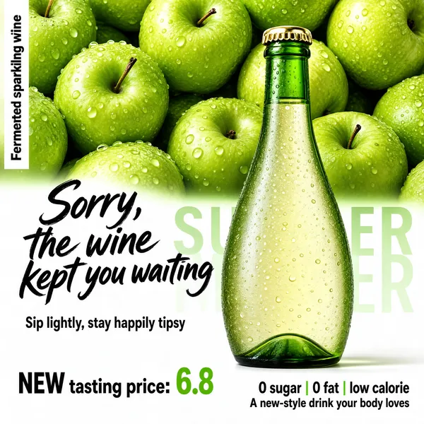 Fresh Green Apple Cider Bottle Product Shot