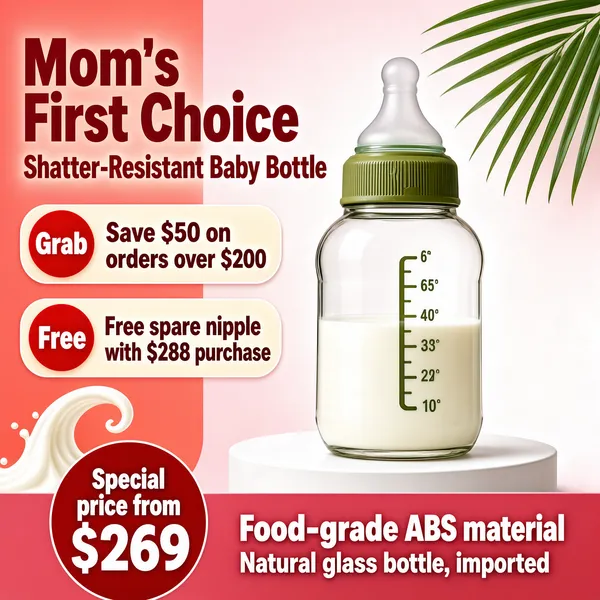 Shatter-Resistant Natural Glass Baby Bottle