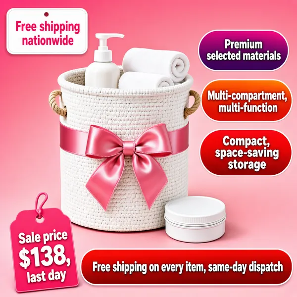Sweet Pink Ribbon Storage Basket