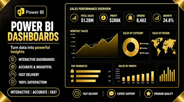 Premium Dark Gold Power BI Dashboard