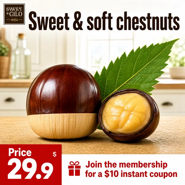Fresh Farm Chestnuts on Kitchen Table
