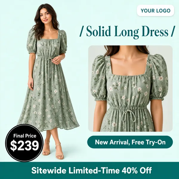 Solid Long Dress