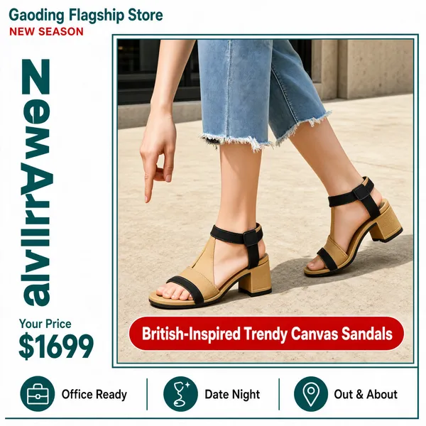 British-Inspired Trendy Canvas Sandals