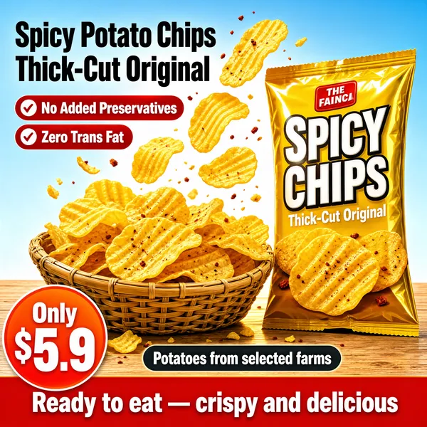 Spicy Thick-Cut Potato Chips Product Shot