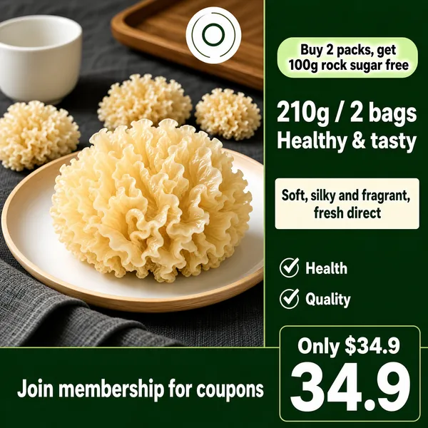 Premium Snow Fungus Health Food with Free Rock Sugar