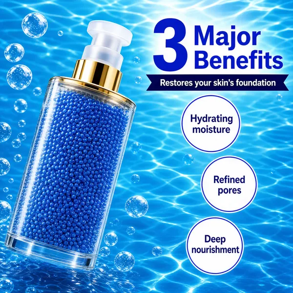 Hydrating Skincare Bottle with Blue Beads