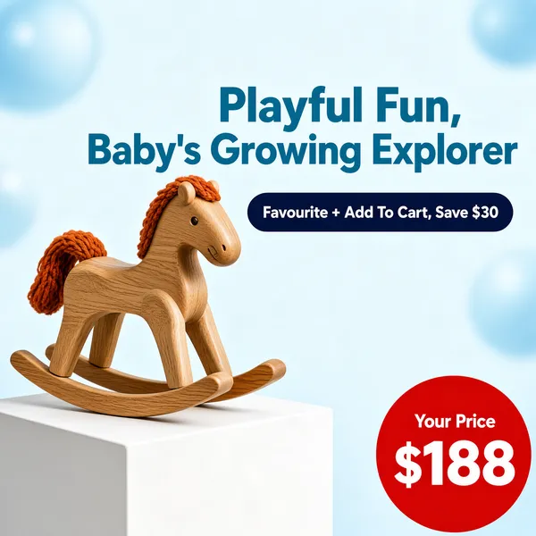 Handcrafted Wooden Rocking Horse for Babies