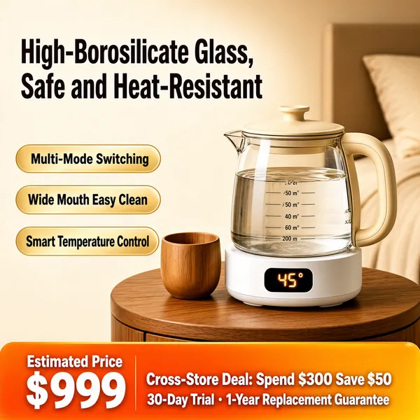 Warm Lifestyle Glass Health Kettle Display