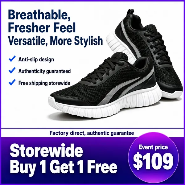 Black Running Shoes Breathable & Stylish