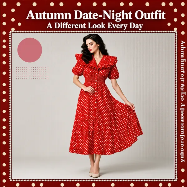 Retro Polka Dot Dress Fashion Ad