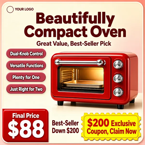 Retro Compact Countertop Oven — Best-Seller
