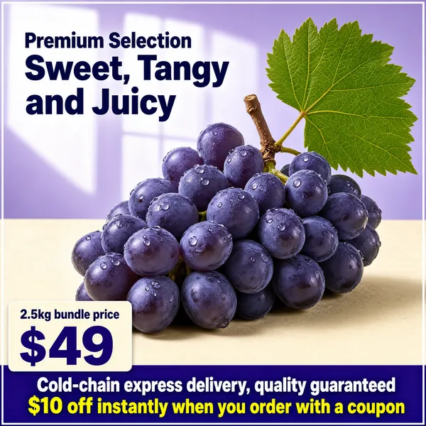 Premium Purple Grapes E-Commerce Product Shot