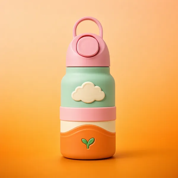 Pastel Color-Block Water Bottle on Warm Gradient