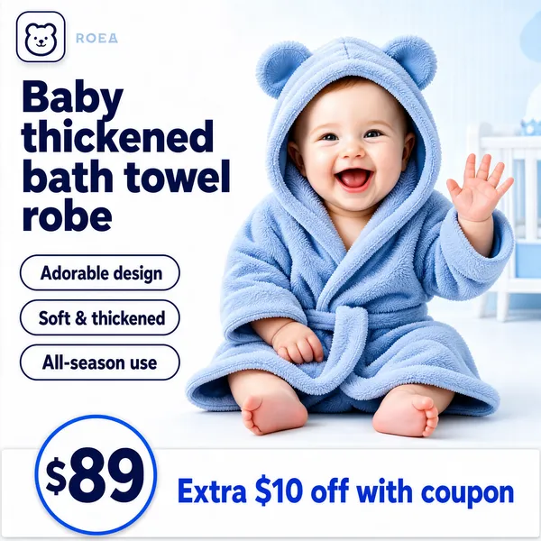 Adorable Baby Bath Towel Robe