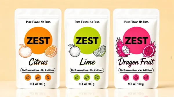 Three Flavor Pouches on Warm Beige