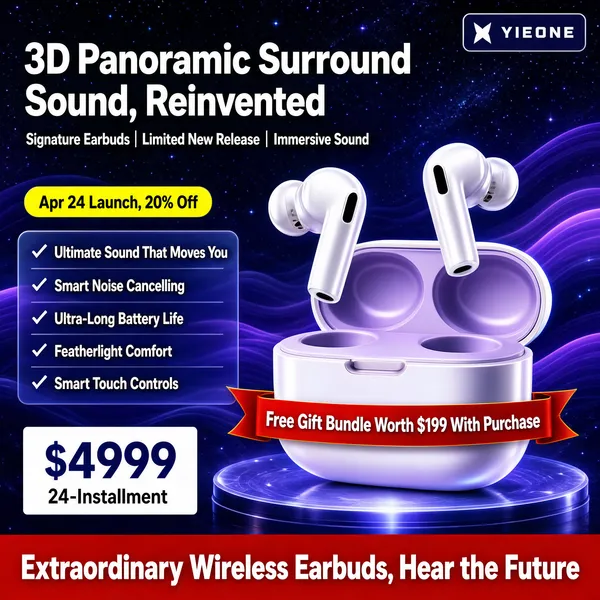 Wireless Earbuds Galactic Launch Poster
